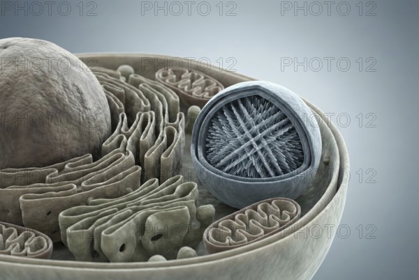 Inside view of a eukaryotic cell: researchers have implanted an artificial organelle (a synthetic,