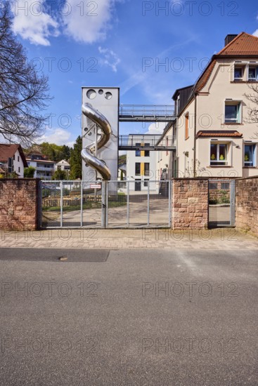 Catholic kindergarten St. Michael, slide, play equipment, commercial building, modern architecture,
