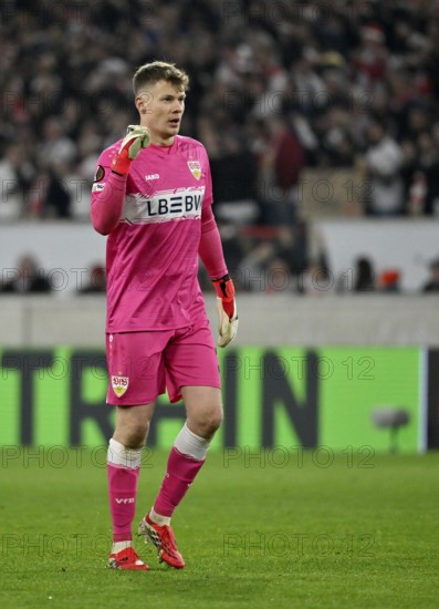 Goalkeeper Alexander Nübel VfB Stuttgart (33) Cheering Football UEFA Europa League, MHPArena, MHP