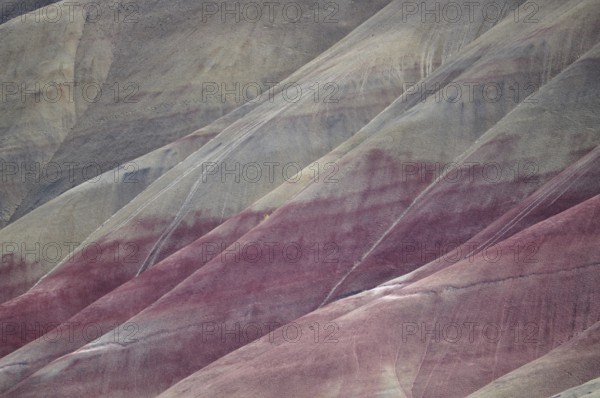 Abstract view of colored rocks with natural stripes and gentle shapes, John Day Fossil Beds