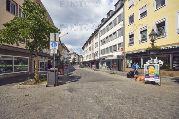 Pedestrian zone, general architecture, houses, residential buildings and commercial buildings,