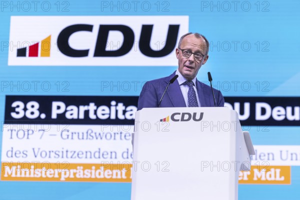 38th Federal Party Congress of the CDU of Germany in Stuttgart. Federal Chancellor Friedrich Merz.