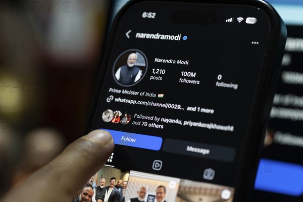 In this photo illustration, a smartphone screen displaying the official Instagram profile of Indian
