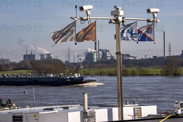 Backdrop of the HKM steelworks, Krupp-Mannesmann steel mill, blast furnaces, gasometer, coking