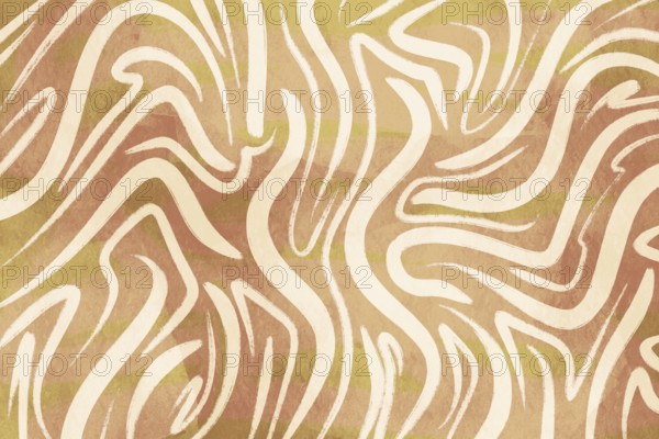 This image features an abstract background of intertwining wavy lines in subtle beige and cream
