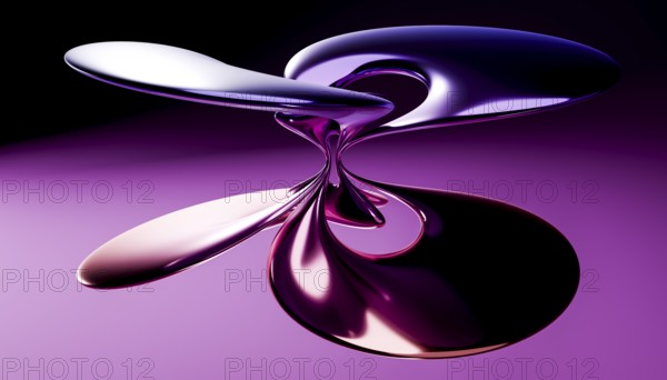 An intriguing 3D-rendered image featuring abstract liquid shapes intertwined, highlighted by a