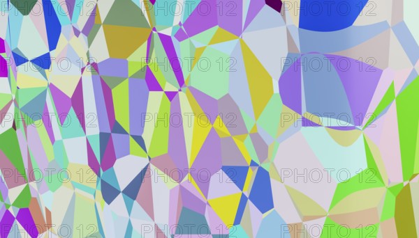 Vibrant and colorful 3D-rendered geometric shapes form a complex pattern, ideal for use in creative
