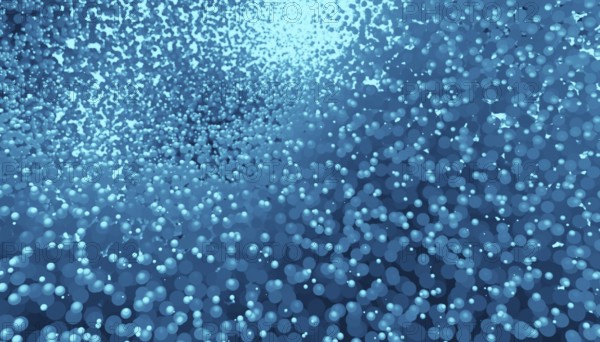 A large collection of vibrant blue spheres in various sizes, rendered in 3D to create a visually