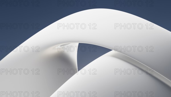 This high-resolution 3D render features a minimalist abstract design with smooth white curved