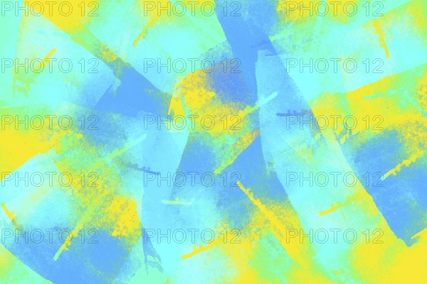 Vibrant abstract art featuring striking blue and yellow brush strokes over a roughly textured