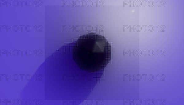 A digital art illustration showcasing a black geometric shape casting a long shadow on a violet