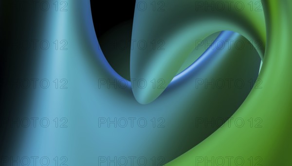 A mesmerizing abstract illustration featuring smooth waves interlocking in shades of blue and green