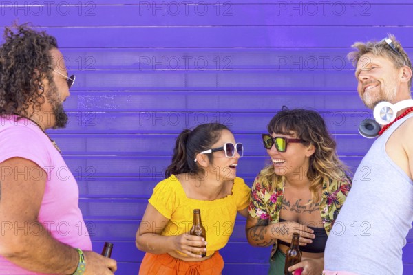 A joyful group of LGBTQIA+ friends gathers, sharing laughter and embracing diversity, symbolizing