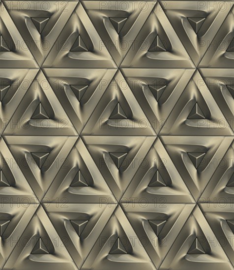 This 3D illustration features an intricate geometric pattern with a modern aesthetic, ideal for