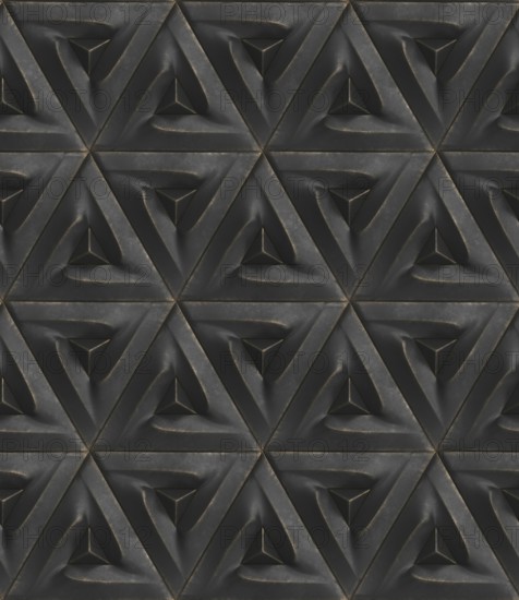 This 3D geometric pattern features intricate triangular shapes in a repetitive layout, perfect for
