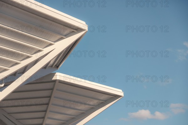 A close-up view capturing the intricate architectural design of a modern transport hub in