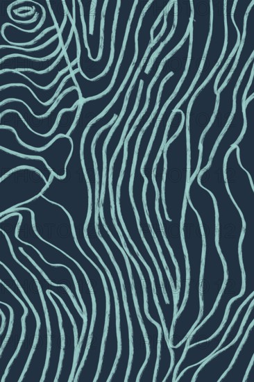 This image features an abstract background with flowing lines in varying shades of blue and teal,