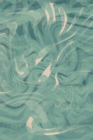 This abstract background illustration features smooth, flowing teal waves with cream highlights.