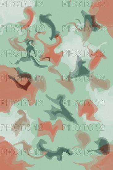 This illustration showcases fluid abstract patterns with soft pastel hues and swirling organic