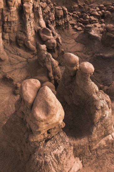 Bizarre and intricate rock formations dominate the landscape at Goblin Valley State Park in Utah,