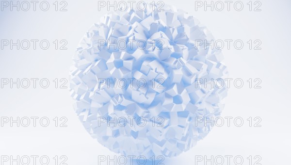 An elegant 3D render showcasing an abstract white geometric sphere composed of numerous irregular