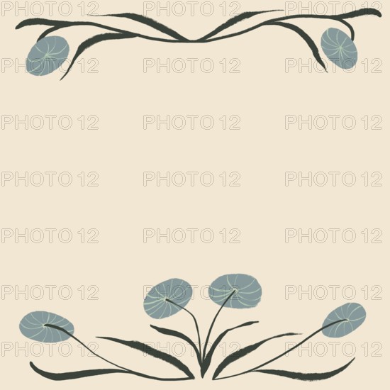 This image showcases an artistic illustration featuring abstract flowers with soft blue petals,