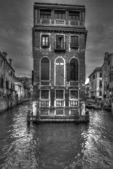 Historic Palazzo Tetta, black and white, Venice, Veneto, Italy