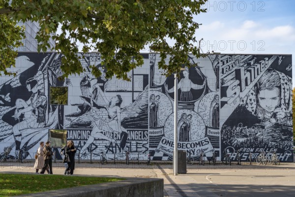Wall painting on a façade of the MAMCS Museum of Modern and Contemporary Art in Strasbourg, Alsace,