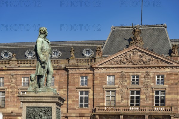 Statue of General Kleber and the Aubette, classical building on Place Kléber in Strasbourg, Alsace,