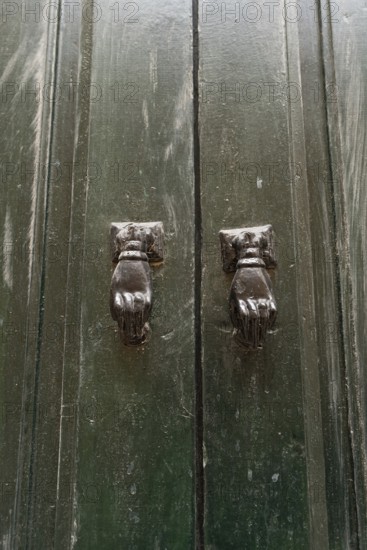 Close up detail of the entrance door of the childhood home of Ibn Khaldun, 14th century Arab Muslim