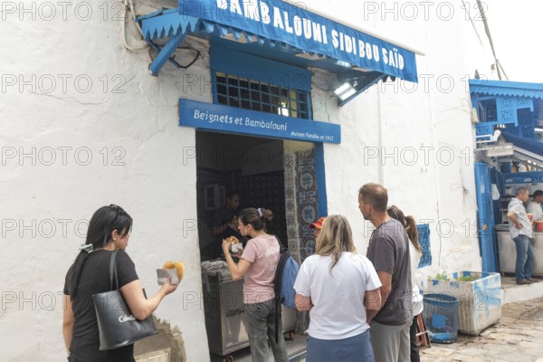 May 17th 2024. Sidi Bou Said, Tunisia. Bambalouni, traditional Tunisian doughnuts, deep fried in