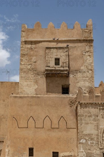 Detail of the ancient city walls of the medieval Medina of Sfax on the Mediterranean coast of
