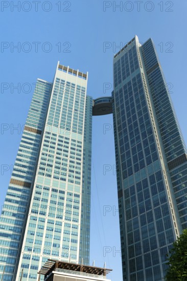 Abu Dhabi, United Arab Emirates. June 23rd 2019 High rise twin towers architecture of the St Regis