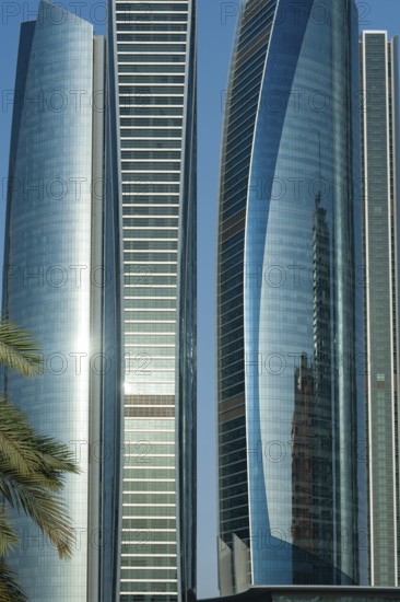 Abu Dhabi, United Arab Emirates. June 23rd 2019 Close-up architectural detail of modern glass