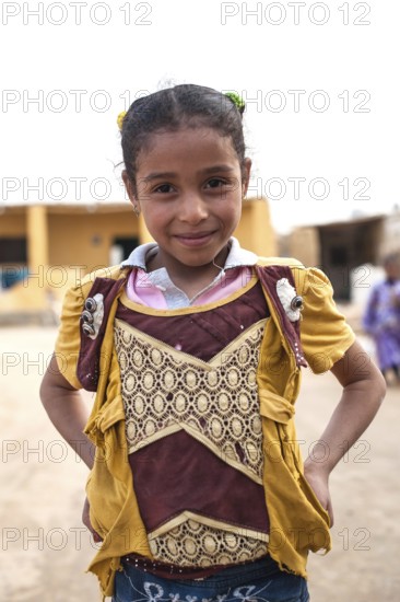 Siwa, Egypt. March 11th 2018 Portrait of a pretty young girl in a village near Siwa Oases. The Siwa