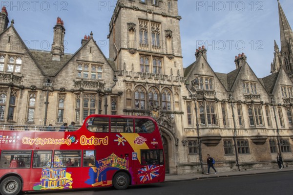 Oxford, England, UK. February 2nd, 2020 Oxford sightseeing tour, Hop on Hop off double decker bus