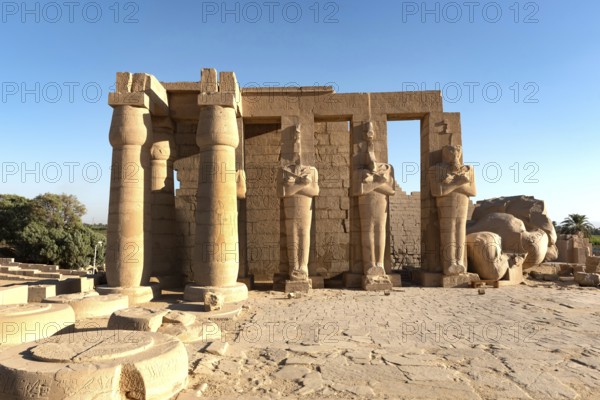 The Ramesseum, memorial temple or mortuary temple of Egyptian Pharaoh Ramesses II, part of the