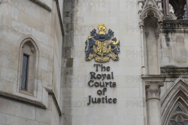 London, United Kingdom. August 2nd 2023 Crest of the Royal Courts of Justice, High Court and Court