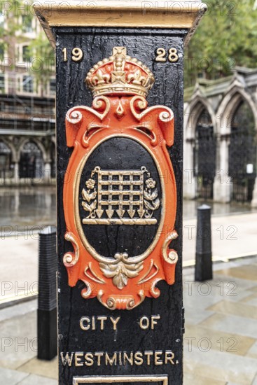 United Kingdom. August 2nd 2023 Decorative cast iron 1928 City of Westminster Lamp Post near the