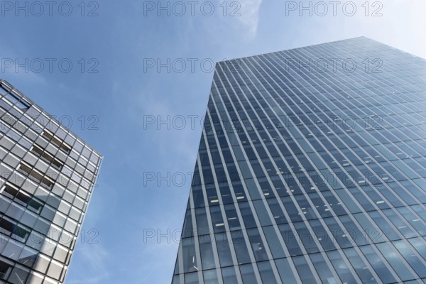 Modern high rise glass fronted British architecture, a business district on the south bank of the