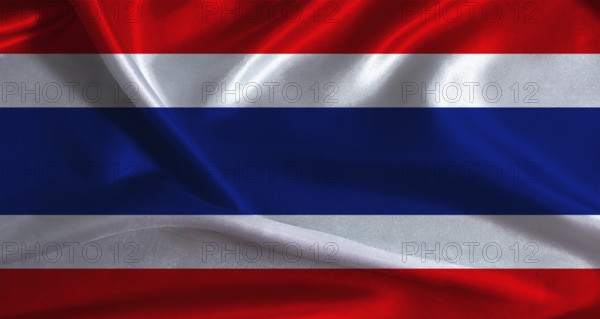 National flag of Thailand with cloth texture. Thai flag with realistic texture background