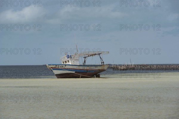 Kerkennah Islands Tunisia. June 4th 2024 Traditional local fishing boat moored in the Kerkennah