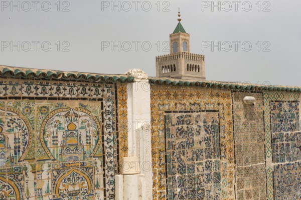 Scenic view of the minaret of Al-Zaytuna Mosque in the Medina, the oldest mosque in the Tunisian