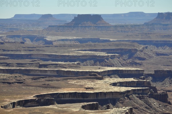 Wide table mountain landscape with canyons, characteristic of arid environments, Canyonlands