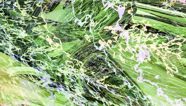 This digital artwork features vivid abstract lightning patterns in a dynamic 3D design, showcasing