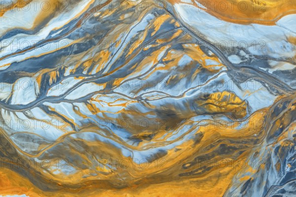 This image features an intricate multicolor abstract texture, showcasing vibrant blue and orange