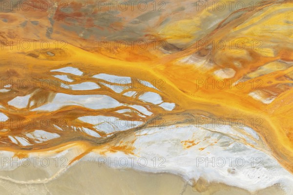 A stunning abstract composition featuring vibrant orange and white textures The fluid, organic