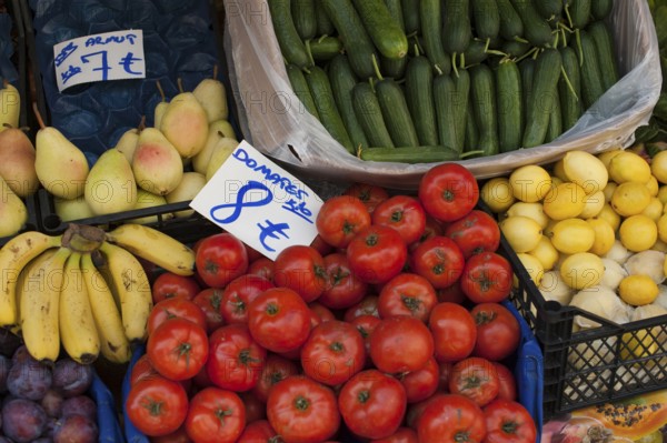 Istanbul, Turkey, September 28th 2018 Fruit and vegetables for sale at an Istanbul market during