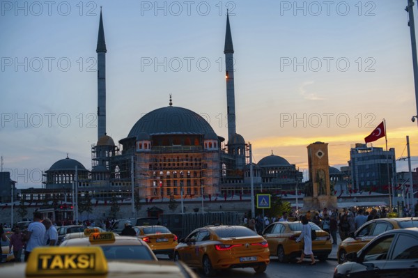 Istanbul, Turkey. June 7th 2019 Controversial new Mosque construction in Taksim Square on the