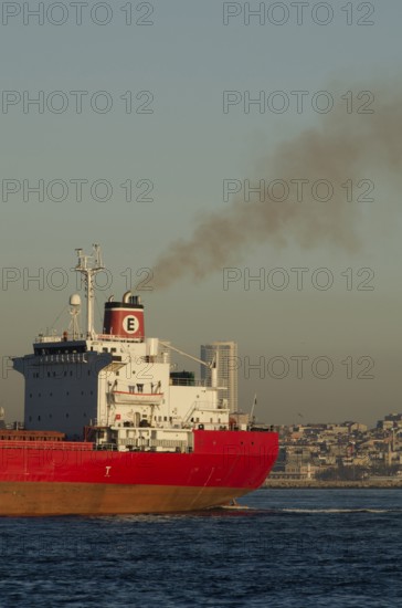 Istanbul, Turkey. March 31st 2014 Shipping in the Bosporus strait causing pollution, Istanbul,